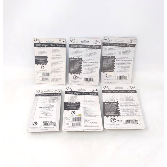 Vintage Lot of 6 New Whimsical World of Pocket Dragons Classics Magnet & Brooch - Picture 4 of 4